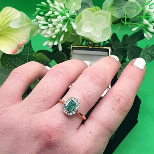 EMERALD DIAMOND 18CT GOLD RING SIZE O12 - ADDITIONAL PHOTO 7