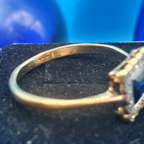 ART DECO DIAMOND SAPPHIRE CLUSTER RING ON 18CT GOLD C1920S SIZE U - ADDITIONAL PHOTO 7