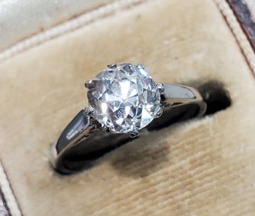 art deco ring 19ct old mine cut diamond solitaire platinum ring c1920s size m - CATEGORY: ANTIQUE JEWELLERY - DATED 1930