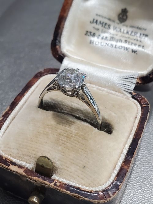 ART DECO RING 19CT OLD MINE CUT DIAMOND SOLITAIRE PLATINUM RING C1920S SIZE M - ADDITIONAL PHOTO 1