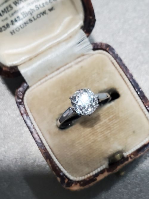 ART DECO RING 19CT OLD MINE CUT DIAMOND SOLITAIRE PLATINUM RING C1920S SIZE M - ADDITIONAL PHOTO 2