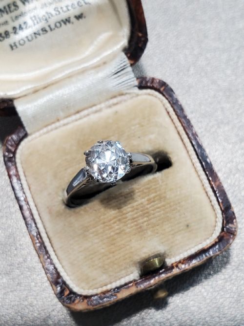 ART DECO RING 19CT OLD MINE CUT DIAMOND SOLITAIRE PLATINUM RING C1920S SIZE M - ADDITIONAL PHOTO 3