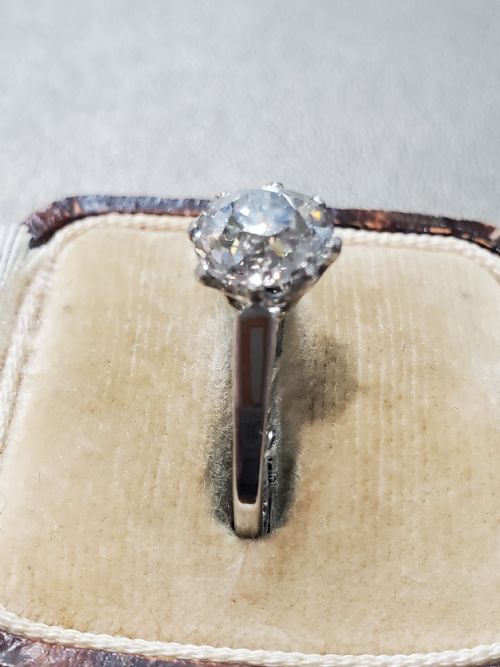 ART DECO RING 19CT OLD MINE CUT DIAMOND SOLITAIRE PLATINUM RING C1920S SIZE M - ADDITIONAL PHOTO 4