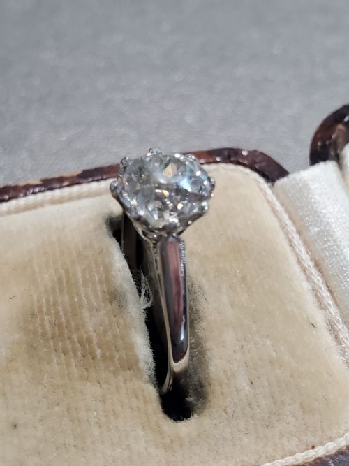 ART DECO RING 19CT OLD MINE CUT DIAMOND SOLITAIRE PLATINUM RING C1920S SIZE M - ADDITIONAL PHOTO 5