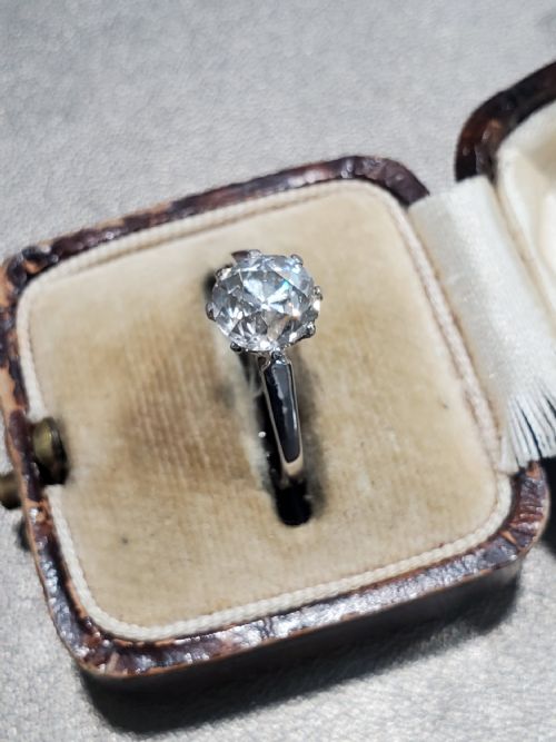 ART DECO RING 19CT OLD MINE CUT DIAMOND SOLITAIRE PLATINUM RING C1920S SIZE M - ADDITIONAL PHOTO 6