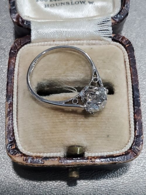 ART DECO RING 19CT OLD MINE CUT DIAMOND SOLITAIRE PLATINUM RING C1920S SIZE M - ADDITIONAL PHOTO 7