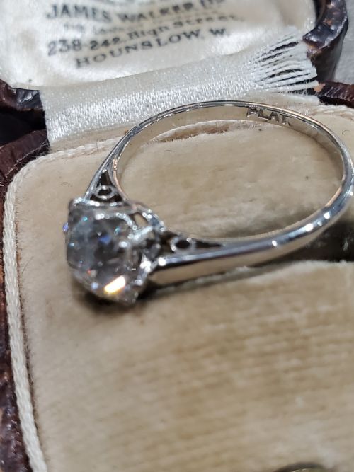 ART DECO RING 19CT OLD MINE CUT DIAMOND SOLITAIRE PLATINUM RING C1920S SIZE M - ADDITIONAL PHOTO 8