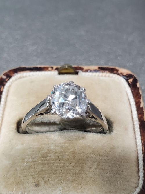 ART DECO RING 19CT OLD MINE CUT DIAMOND SOLITAIRE PLATINUM RING C1920S SIZE M - ADDITIONAL PHOTO 9