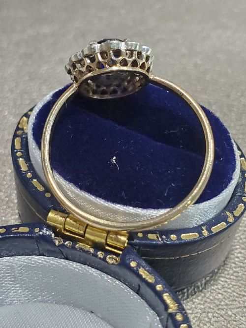 ANTIQUE ART DECO SAPPHIRE CLUSTER RING C1920S SIZE R - ADDITIONAL PHOTO 8