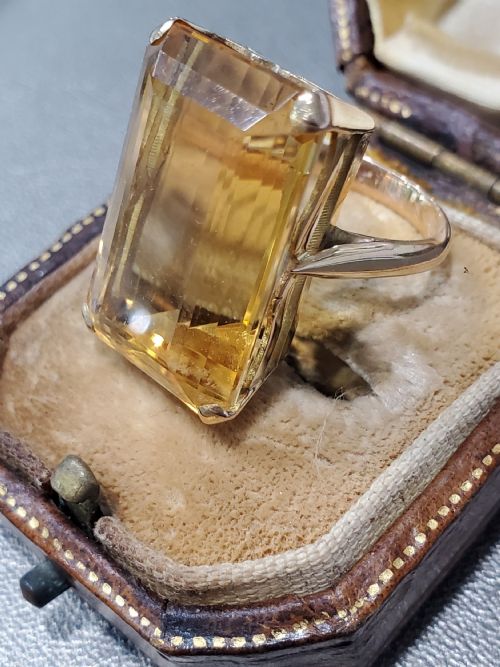 ANTIQUE ART DECO CITRINE 18CT GOLD RING C1920S SIZE K - ADDITIONAL PHOTO 3