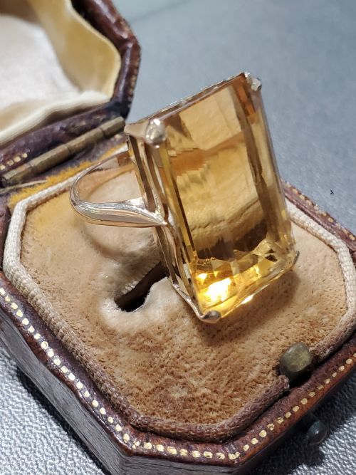 ANTIQUE ART DECO CITRINE 18CT GOLD RING C1920S SIZE K - ADDITIONAL PHOTO 6