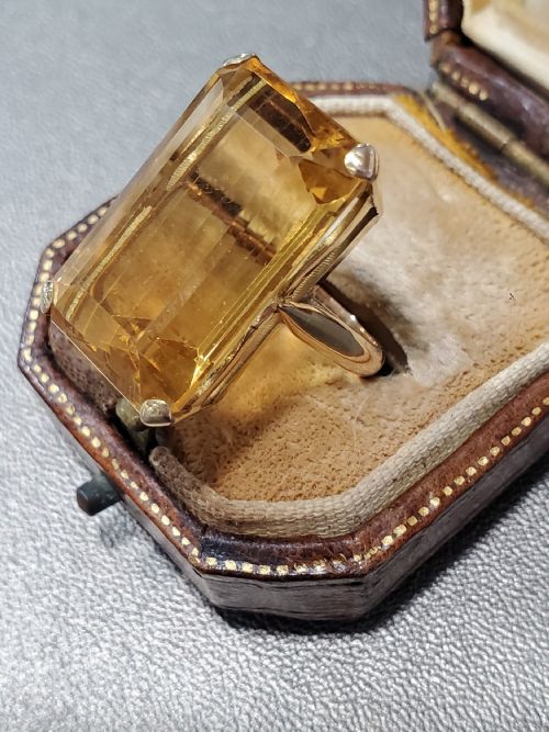 ANTIQUE ART DECO CITRINE 18CT GOLD RING C1920S SIZE K - ADDITIONAL PHOTO 9