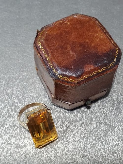 ANTIQUE ART DECO CITRINE 18CT GOLD RING C1920S SIZE K - ADDITIONAL PHOTO 1