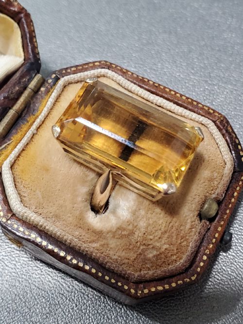 ANTIQUE ART DECO CITRINE 18CT GOLD RING C1920S SIZE K - ADDITIONAL PHOTO 8