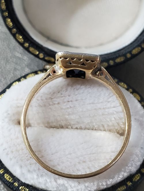 ART DECO SAPPHIRE DIAMOND 18CT GOLD RING C1920S SIZE N - ADDITIONAL PHOTO 1