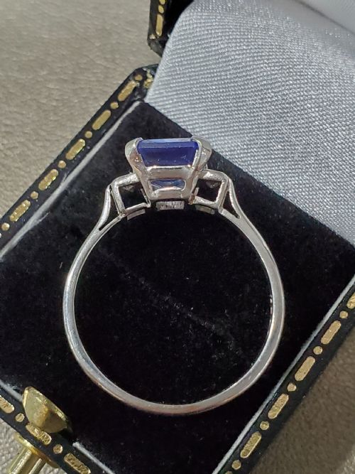 ART DECO SAPPHIRE DIAMOND 18CT WHITE GOLD RING C1920S SIZE R - ADDITIONAL PHOTO 7