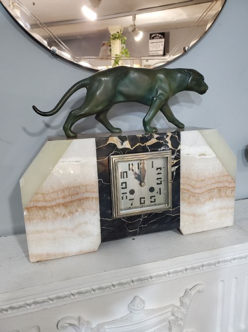 french art deco panther clock c1930 - CATEGORY: ANTIQUE CLOCKS - DATED 1930