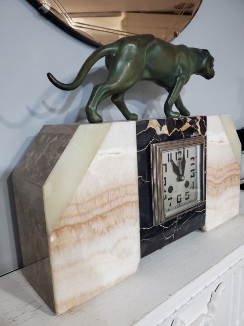 FRENCH ART DECO PANTHER CLOCK C1930 - ADDITIONAL PHOTO 3