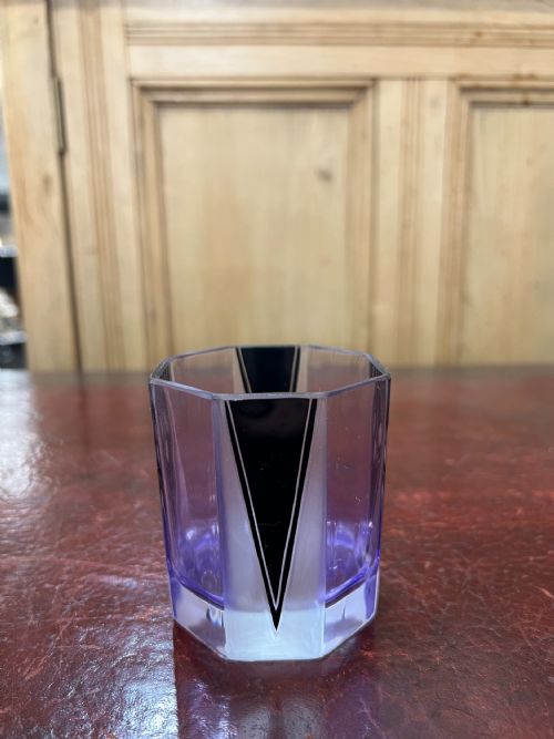 ORIGINAL KARL PALDA ART DECO DECANTER SET BOHEMIA C1930 HAND ENAMELLED LEAD CRYSTAL - ADDITIONAL PHOTO 1