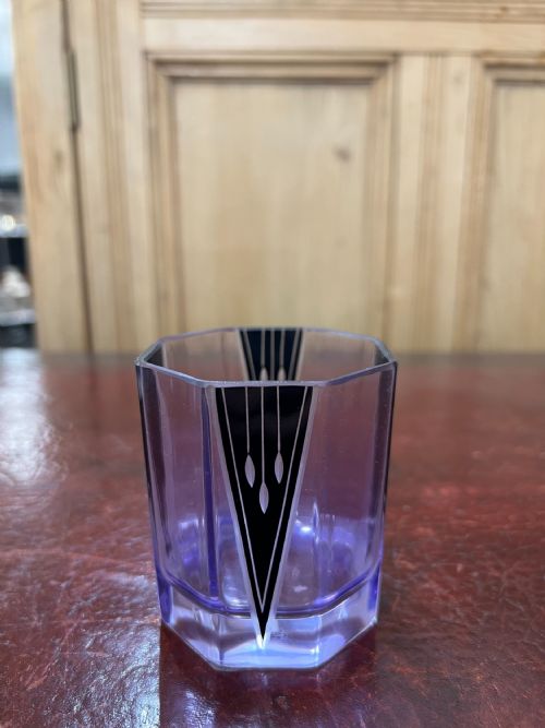 ORIGINAL KARL PALDA ART DECO DECANTER SET BOHEMIA C1930 HAND ENAMELLED LEAD CRYSTAL - ADDITIONAL PHOTO 2