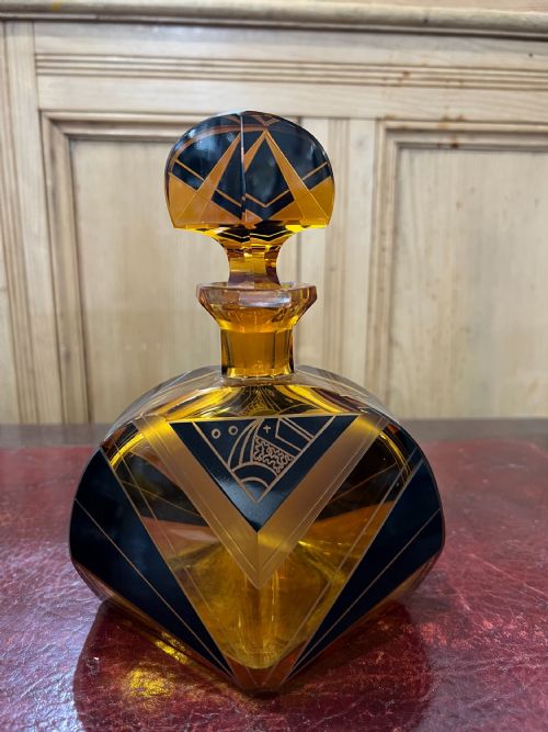 ORIGINAL KARL PALDA ART DECO DECANTER SET BOHEMIA C1930 HAND ENAMELLED LEAD CRYSTAL - ADDITIONAL PHOTO 1