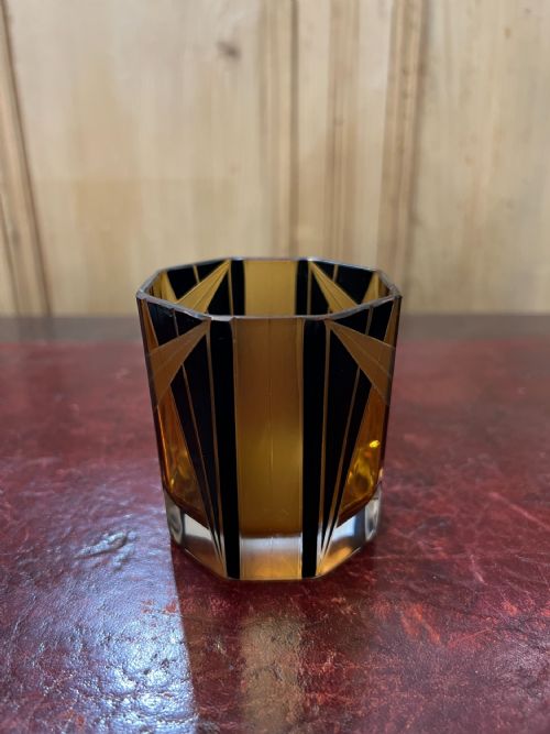 ORIGINAL KARL PALDA ART DECO DECANTER SET BOHEMIA C1930 HAND ENAMELLED LEAD CRYSTAL - ADDITIONAL PHOTO 4