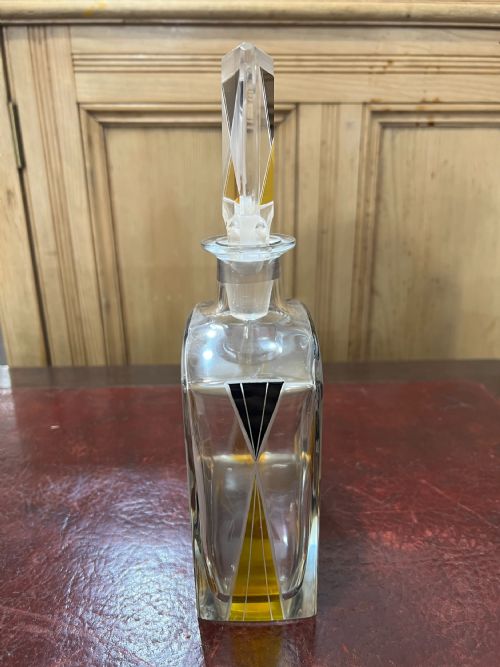 ORIGINAL KARL PALDA ART DECO DECANTER SET BOHEMIA C1930 HAND ENAMELLED LEAD CRYSTAL - ADDITIONAL PHOTO 3