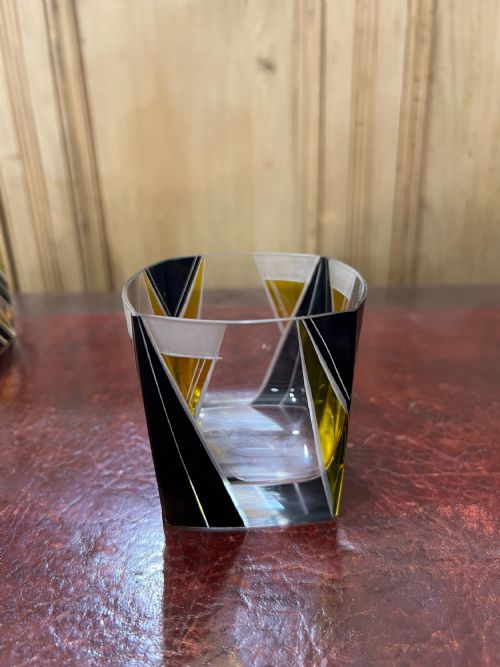 ORIGINAL KARL PALDA ART DECO DECANTER SET BOHEMIA C1930 HAND ENAMELLED LEAD CRYSTAL - ADDITIONAL PHOTO 4