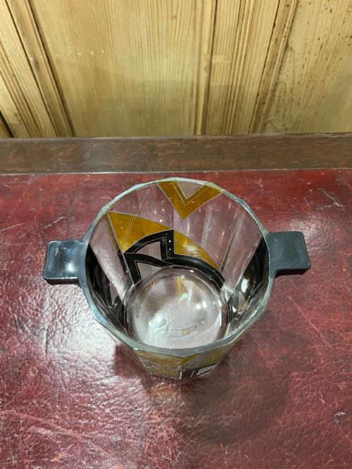 ORIGINAL KARL PALDA ART DECO ICE BUCKET C1930 HAND ENAMELLED LEAD CRYSTAL - ADDITIONAL PHOTO 2