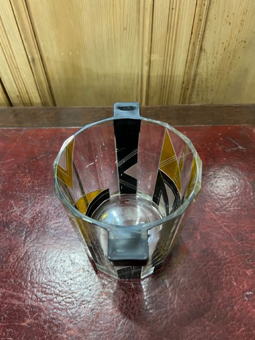 ORIGINAL KARL PALDA ART DECO ICE BUCKET C1930 HAND ENAMELLED LEAD CRYSTAL - ADDITIONAL PHOTO 3