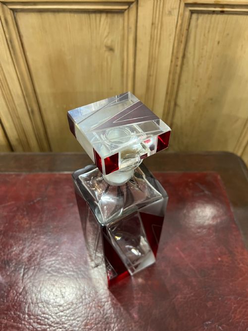 ORIGINAL KARL PALDA ART DECO DECANTER SET HAND ENAMELLED LEAD CRYSTAL BOHEMIA C1930 - ADDITIONAL PHOTO 3
