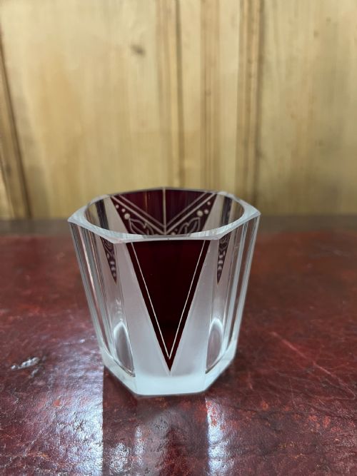 ORIGINAL KARL PALDA ART DECO DECANTER SET HAND ENAMELLED LEAD CRYSTAL BOHEMIA C1930 - ADDITIONAL PHOTO 4