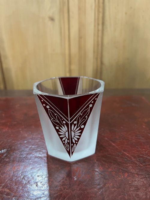 ORIGINAL KARL PALDA ART DECO DECANTER SET HAND ENAMELLED LEAD CRYSTAL BOHEMIA C1930 - ADDITIONAL PHOTO 5