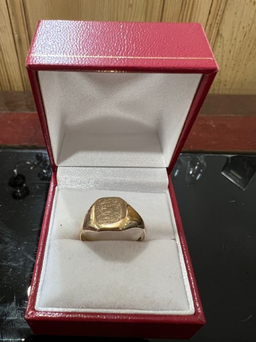 SIGNET RING 9CT GOLD BIRMINGHAM 1949 R12 - ADDITIONAL PHOTO 1