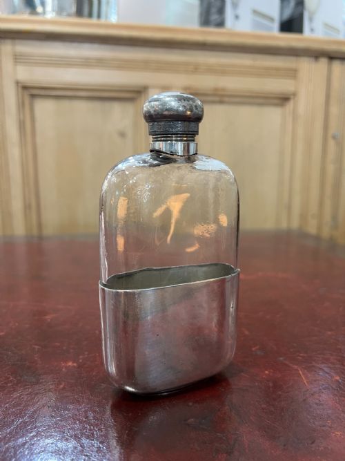 silver plated mid victorian hip flask c1880s - CATEGORY: ANTIQUE SILVER - DATED VICTORIAN