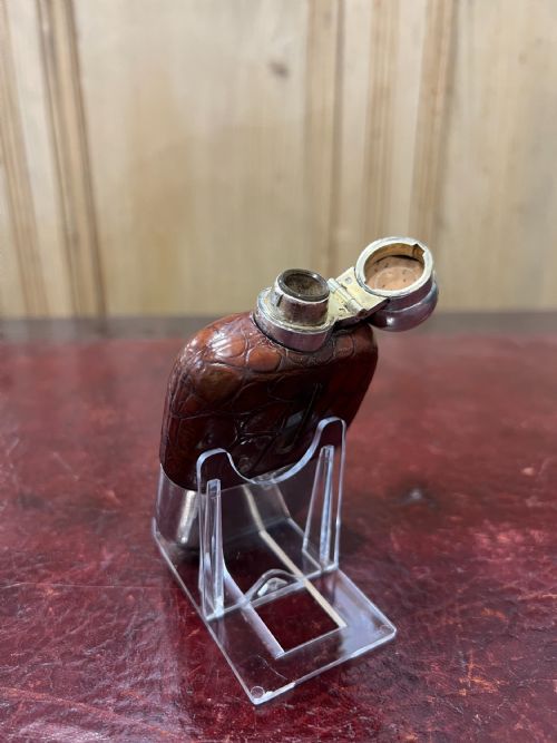 JAMES DIXON STERLING SILVER CROCODILE HIP FLASK FINNIGANS C1920S 30S - ADDITIONAL PHOTO 4