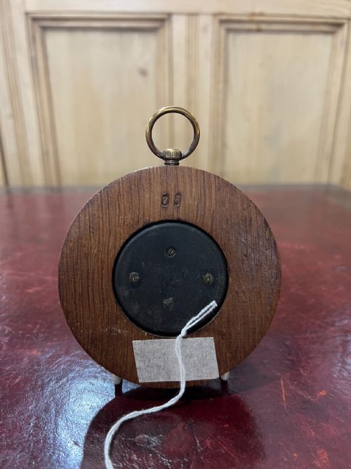 EARLY 20TH CENTURY CIRCULAR OAK BRASS BAROMETER - ADDITIONAL PHOTO 4