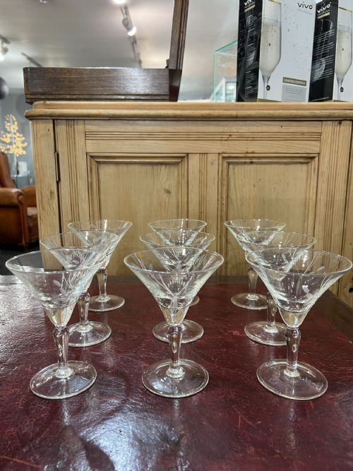 ART DECO SET OF 9 LONG STEM COCKTAIL GLASSES C1920S - ADDITIONAL PHOTO 1