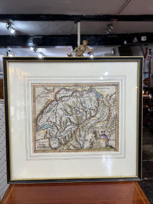 antique hand coloured map helveticaswitzerland dated c1696 - CATEGORY: ANTIQUE MISCELLANEOUS - DATED BEFORE 1700