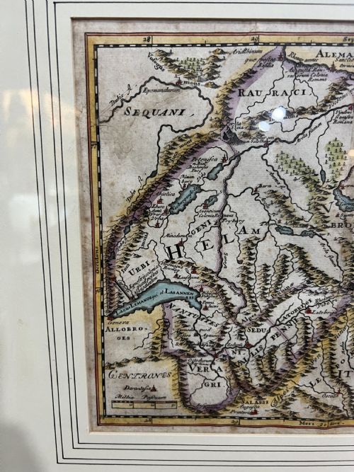ANTIQUE HAND COLOURED MAP HELVETICASWITZERLAND DATED C1696 - ADDITIONAL PHOTO 2