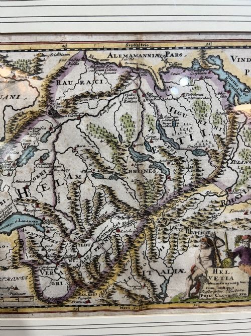 ANTIQUE HAND COLOURED MAP HELVETICASWITZERLAND DATED C1696 - ADDITIONAL PHOTO 3