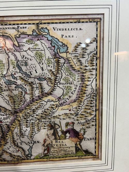 ANTIQUE HAND COLOURED MAP HELVETICASWITZERLAND DATED C1696 - ADDITIONAL PHOTO 4