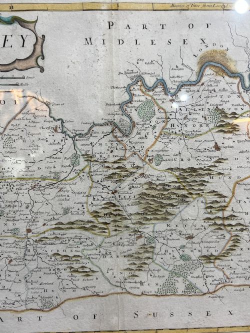 ROBERT MORDEN ANTIQUE HAND COLOURED MAP OF SURREY FRAMED 1695 - ADDITIONAL PHOTO 3