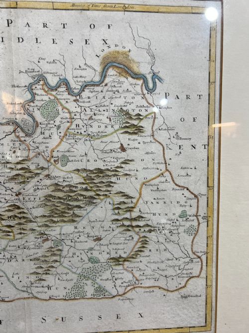 ROBERT MORDEN ANTIQUE HAND COLOURED MAP OF SURREY FRAMED 1695 - ADDITIONAL PHOTO 4