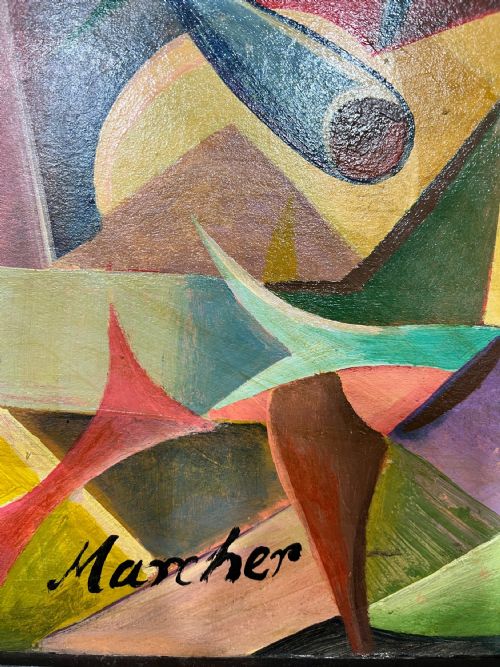 FRENCH CUBIST OIL ON BOARD SIGNED MARCHER C1950 - ADDITIONAL PHOTO 1