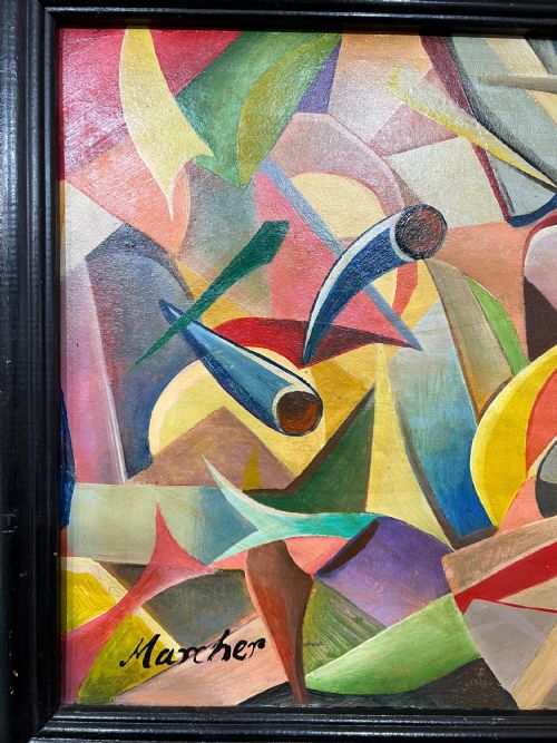 FRENCH CUBIST OIL ON BOARD SIGNED MARCHER C1950 - ADDITIONAL PHOTO 2
