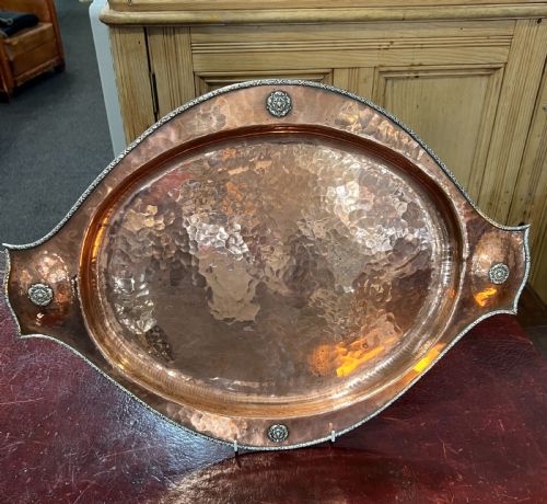 arts crafts copper silver tray attributed a e jones c1910 - CATEGORY: ANTIQUE METAL - DATED 1910