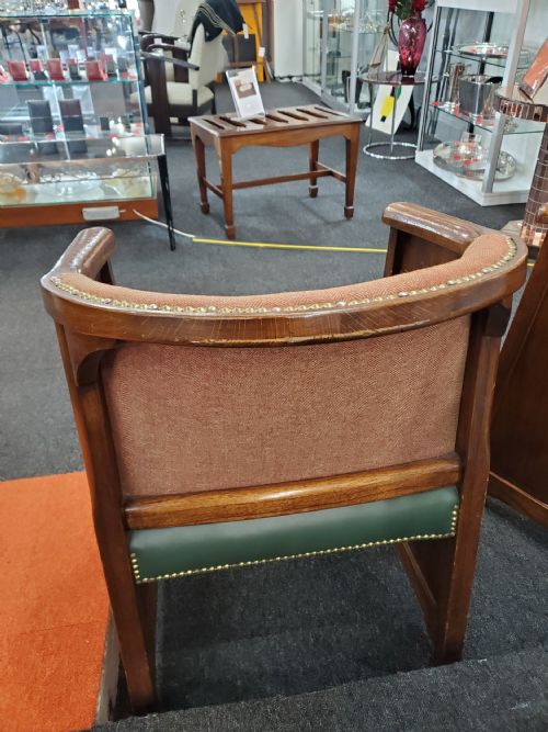 PAIR ART DECO OAK LEATHER CINEMA SEATS C1920S - ADDITIONAL PHOTO 3