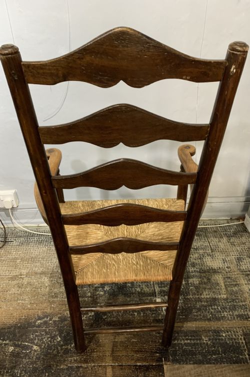 EARLY VICTORIAN X6 LADDER BACK ELM DINING CHAIRS C1840 - ADDITIONAL PHOTO 3