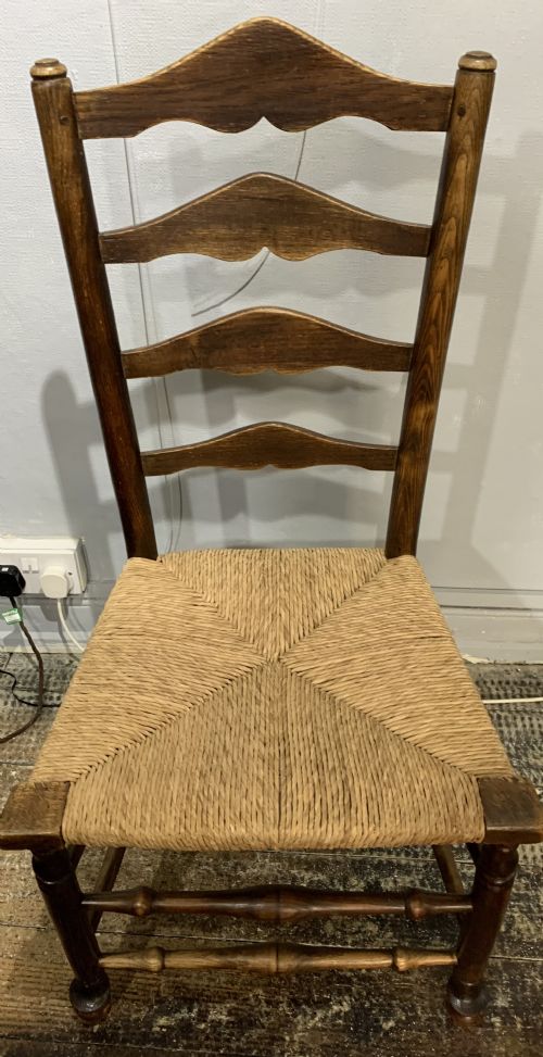 EARLY VICTORIAN X6 LADDER BACK ELM DINING CHAIRS C1840 - ADDITIONAL PHOTO 5